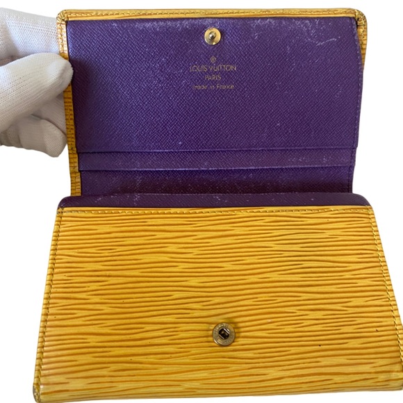 LOUIS VUITTON BILLETS TRESOR BIFOLD EPI LEATHER WALLET YELLOW - Picture 6 of 8